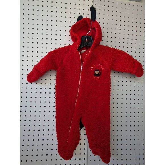 Vintage Infant Devil Fleece Halloween One piece zip-up